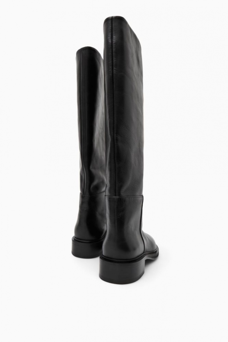 Black Cos Leather Riding Boots | AZLCP9560