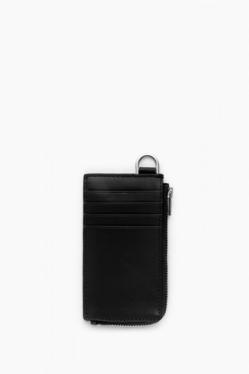 Black Cos Leather Zipped Cardholder | FIWDP2845