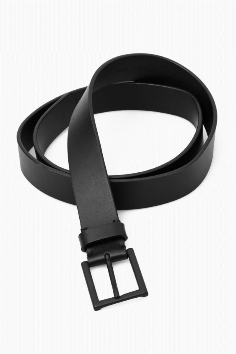 Black Cos Matte Tonal Leather Belt | IEORD2361