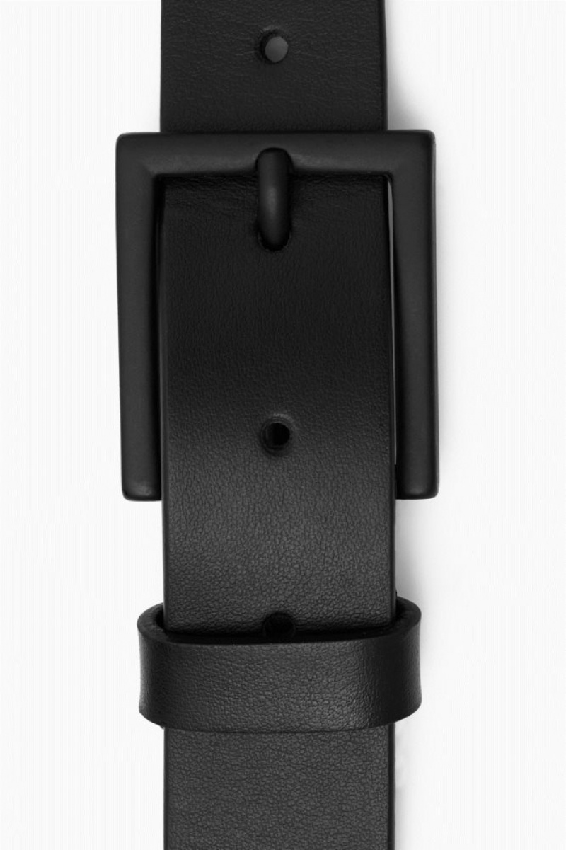 Black Cos Matte Tonal Leather Belt | IEORD2361