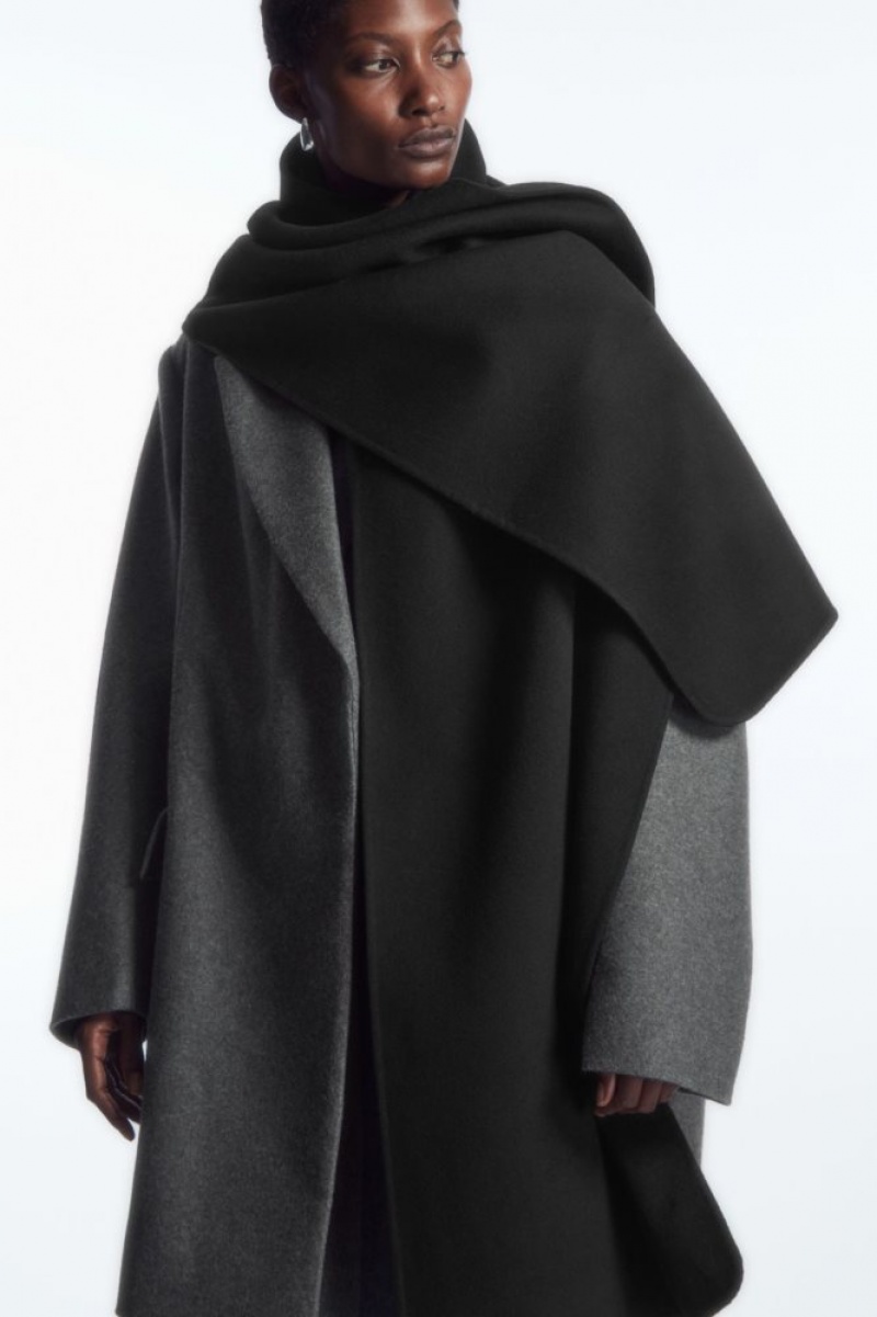 Black Cos Oversized Double-faced Wool Scarf | UHCSE1846