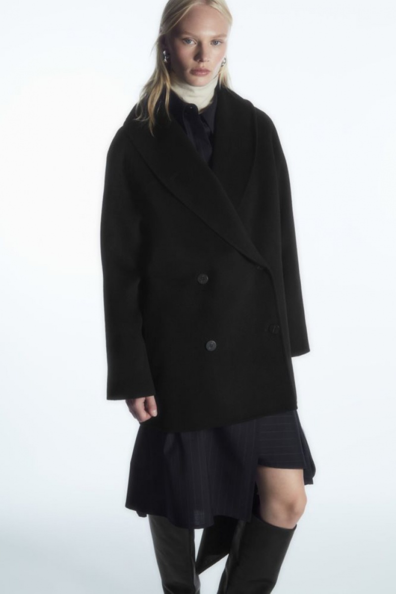 Black Cos Oversized Shawl-collar Wool Jacket | TJLAM5742