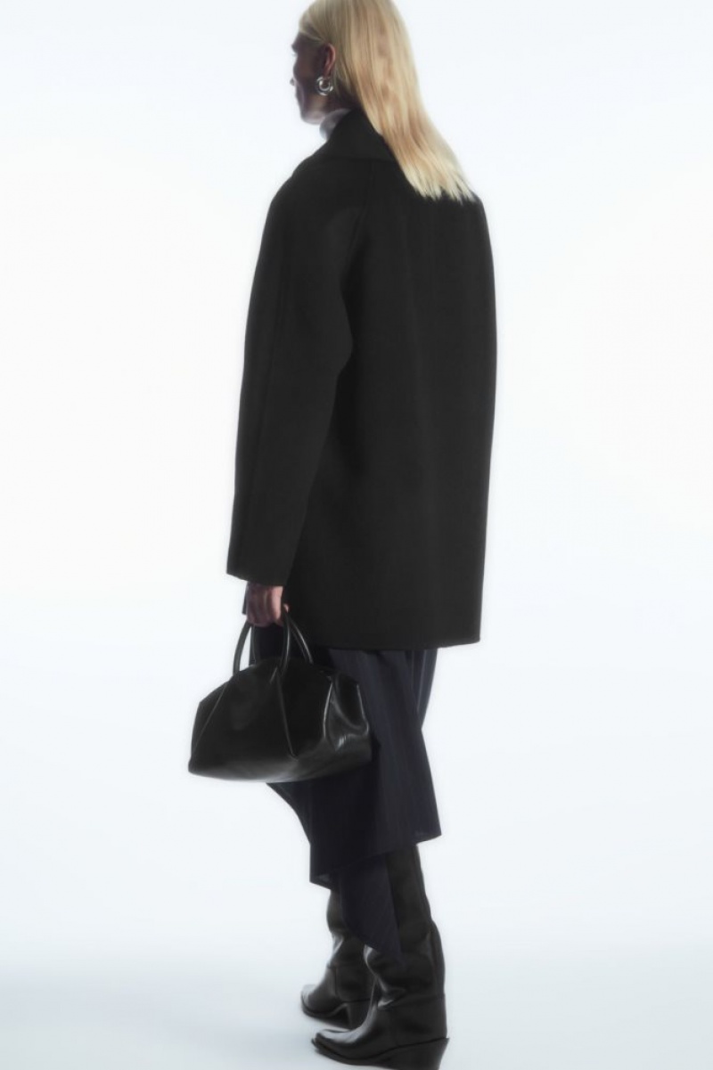 Black Cos Oversized Shawl-collar Wool Jacket | TJLAM5742