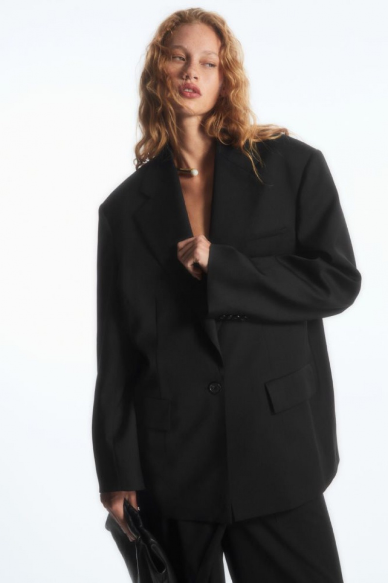 Black Cos Oversized Single-breasted Blazer | WUZET4137