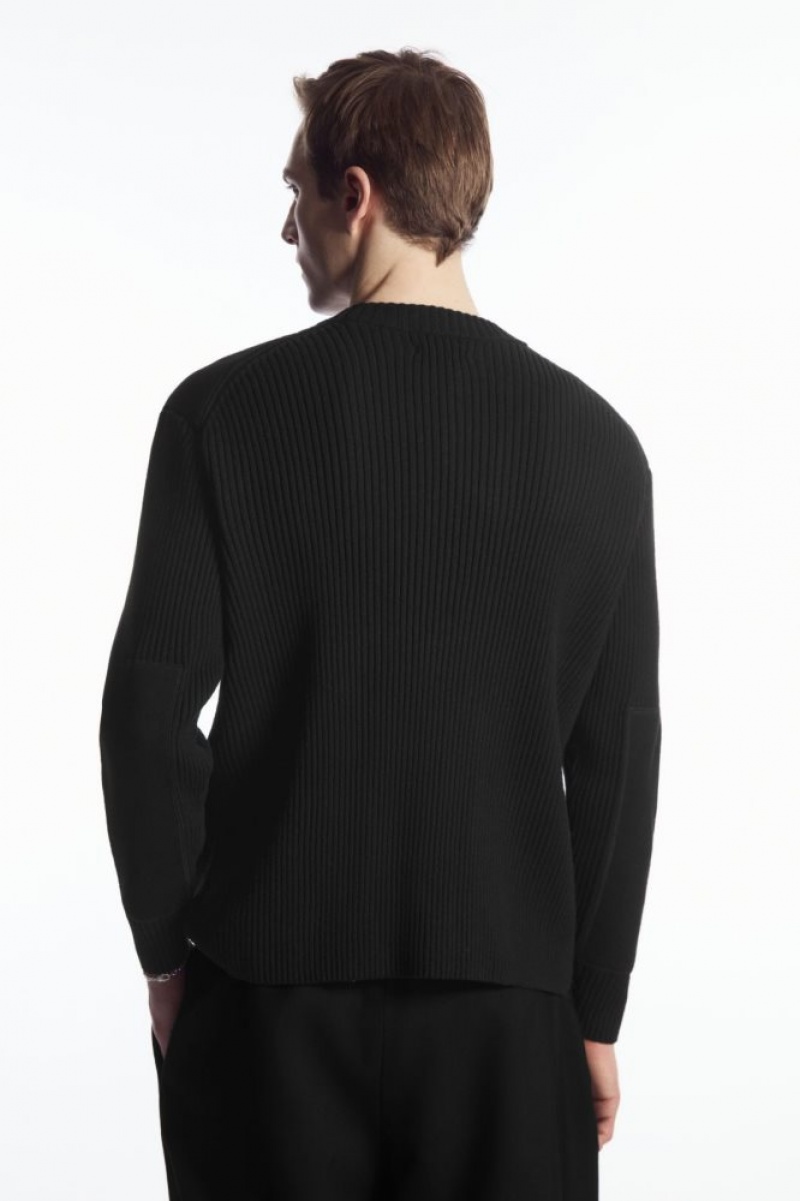 Black Cos Patch-detail Wool-blend Sweater | WHYTC6492