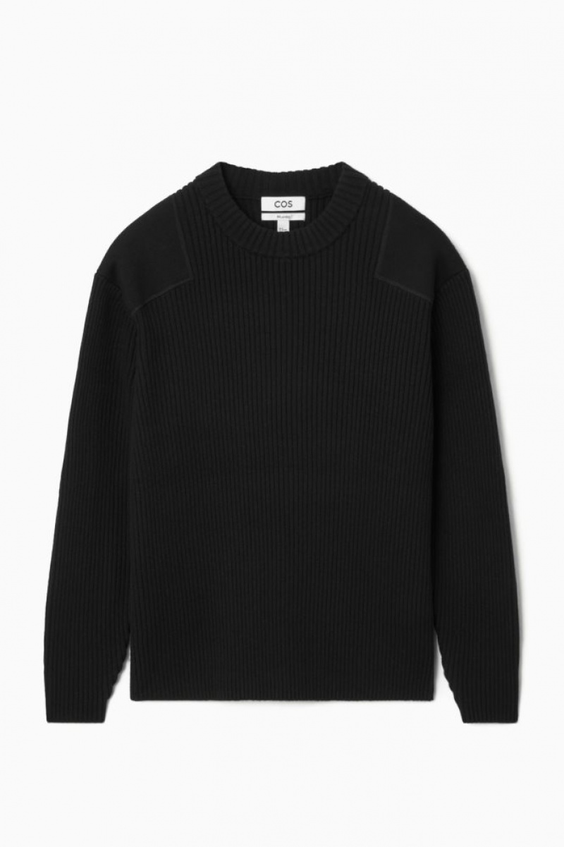 Black Cos Patch-detail Wool-blend Sweater | WHYTC6492