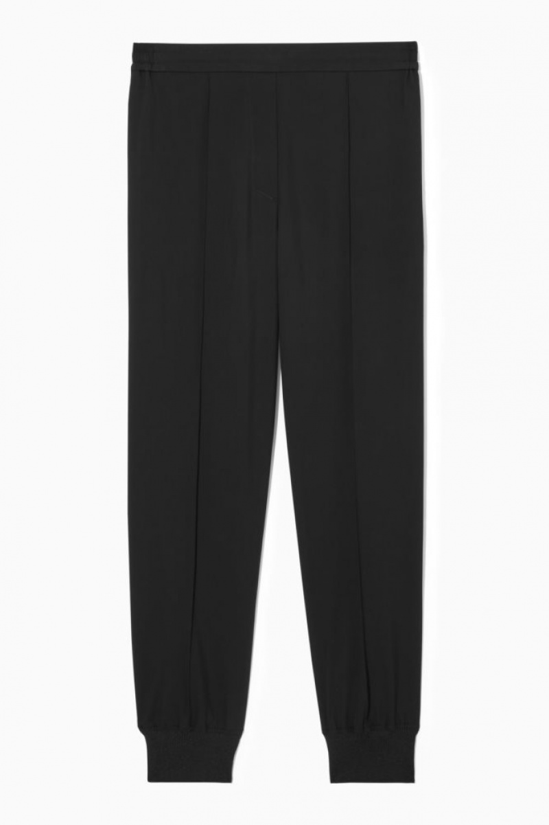 Black Cos Pintucked Elasticated Tailored Joggers | YVDGW5469