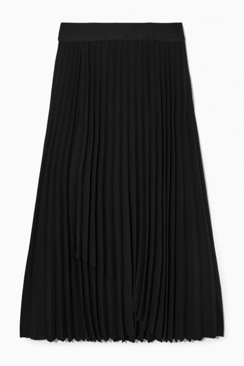 Black Cos Pleated Maxi Skirt | YGHOX2561