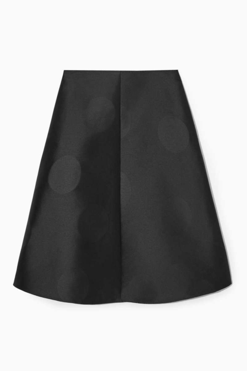 Black Cos Polka-dot Taffeta Midi Skirt | WIKCS6530