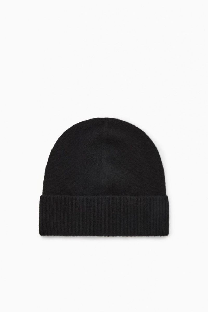 Black Cos Pure Cashmere Beanie | GLXVI3641