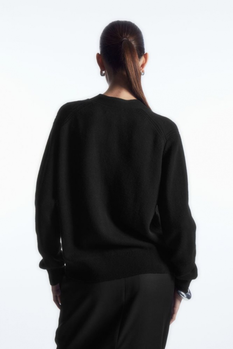 Black Cos Pure Cashmere Cardigan | XURJS4350