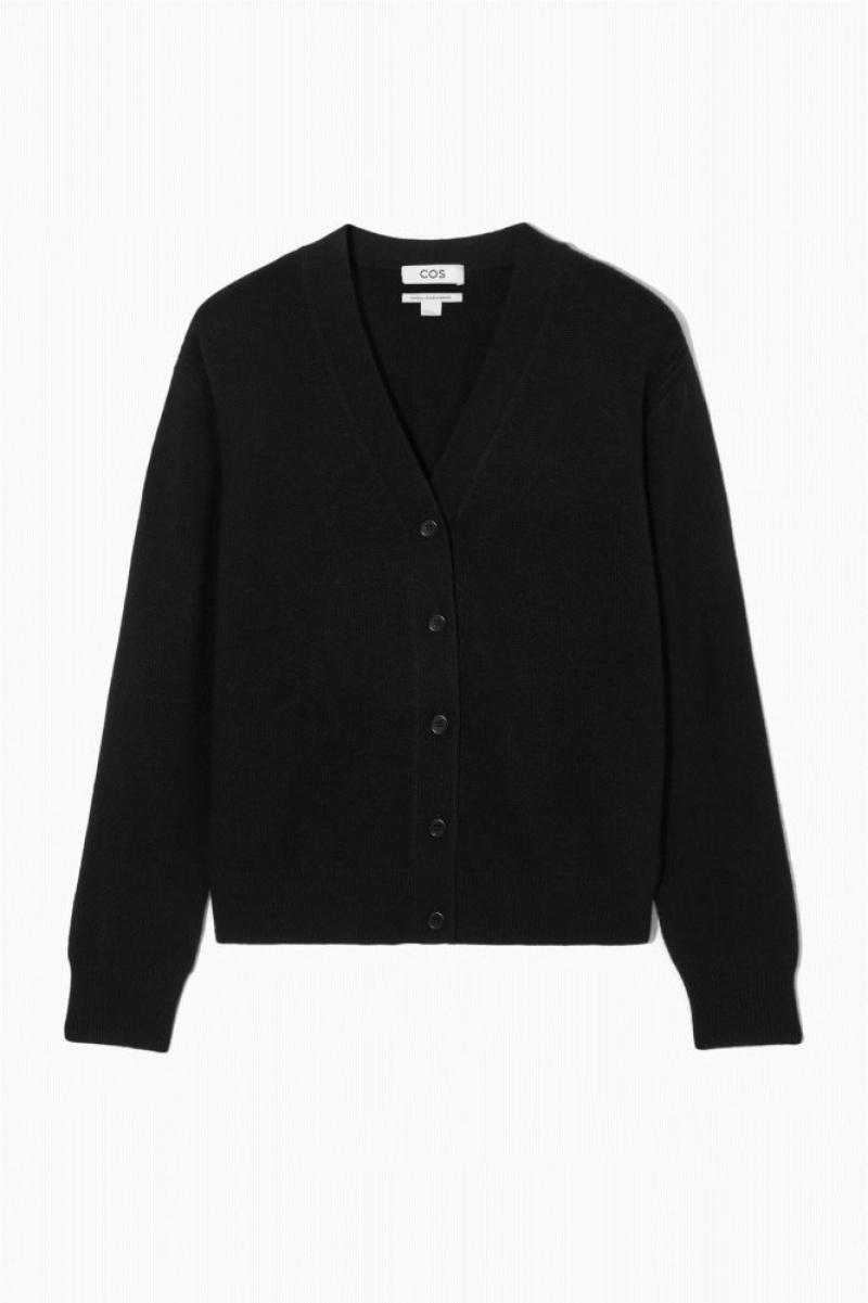 Black Cos Pure Cashmere Cardigan | XURJS4350