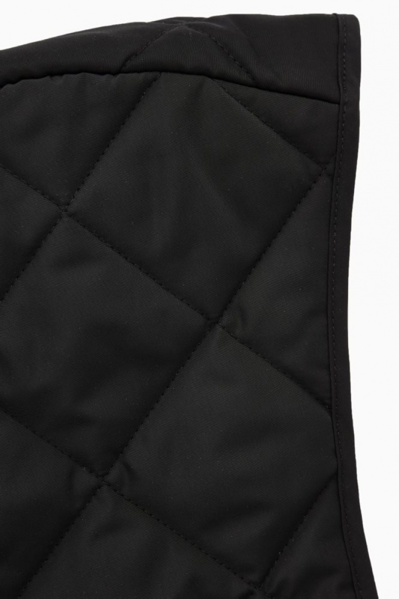 Black Cos Quilted Tie-front Hood | HQRBI5139