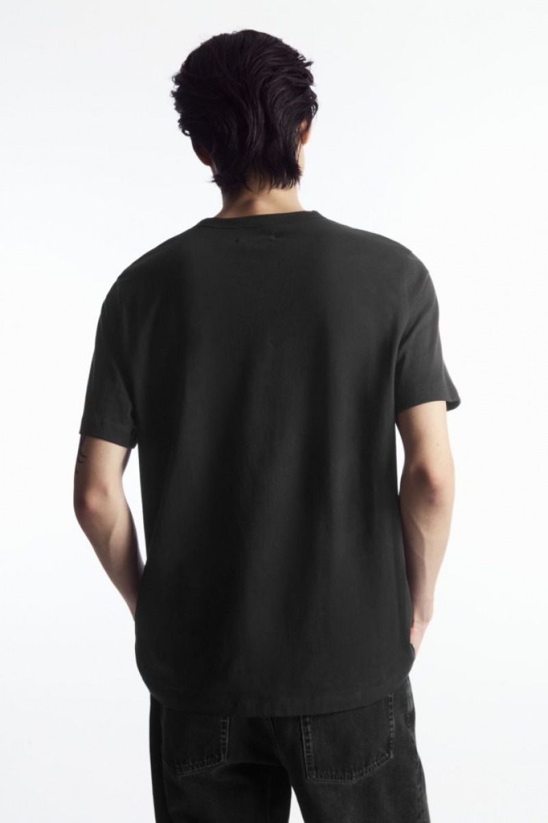 Black Cos Regular-fit Mid-weight Brushed T-shirt | BXZCE2165