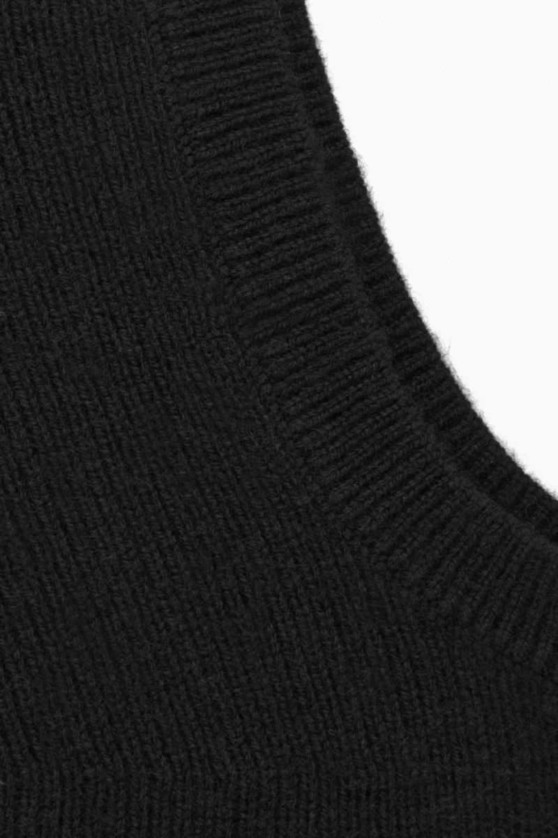 Black Cos Ribbed Wool-cashmere Balaclava | CJYLT3478