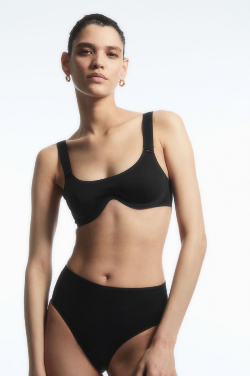 Black Cos Scoop Underwired Bikini Top | GZFJV4682