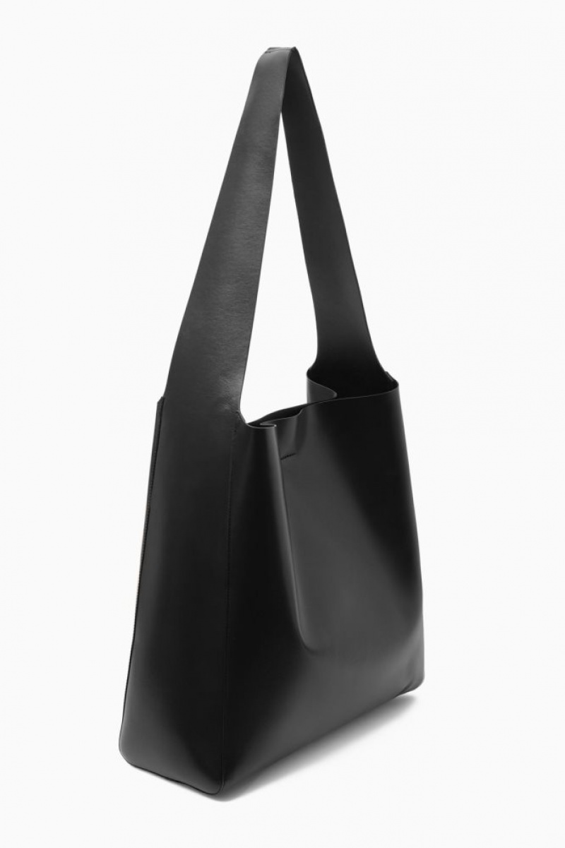 Black Cos Slouchy Shoulder Bag Leather | HKGEX1627