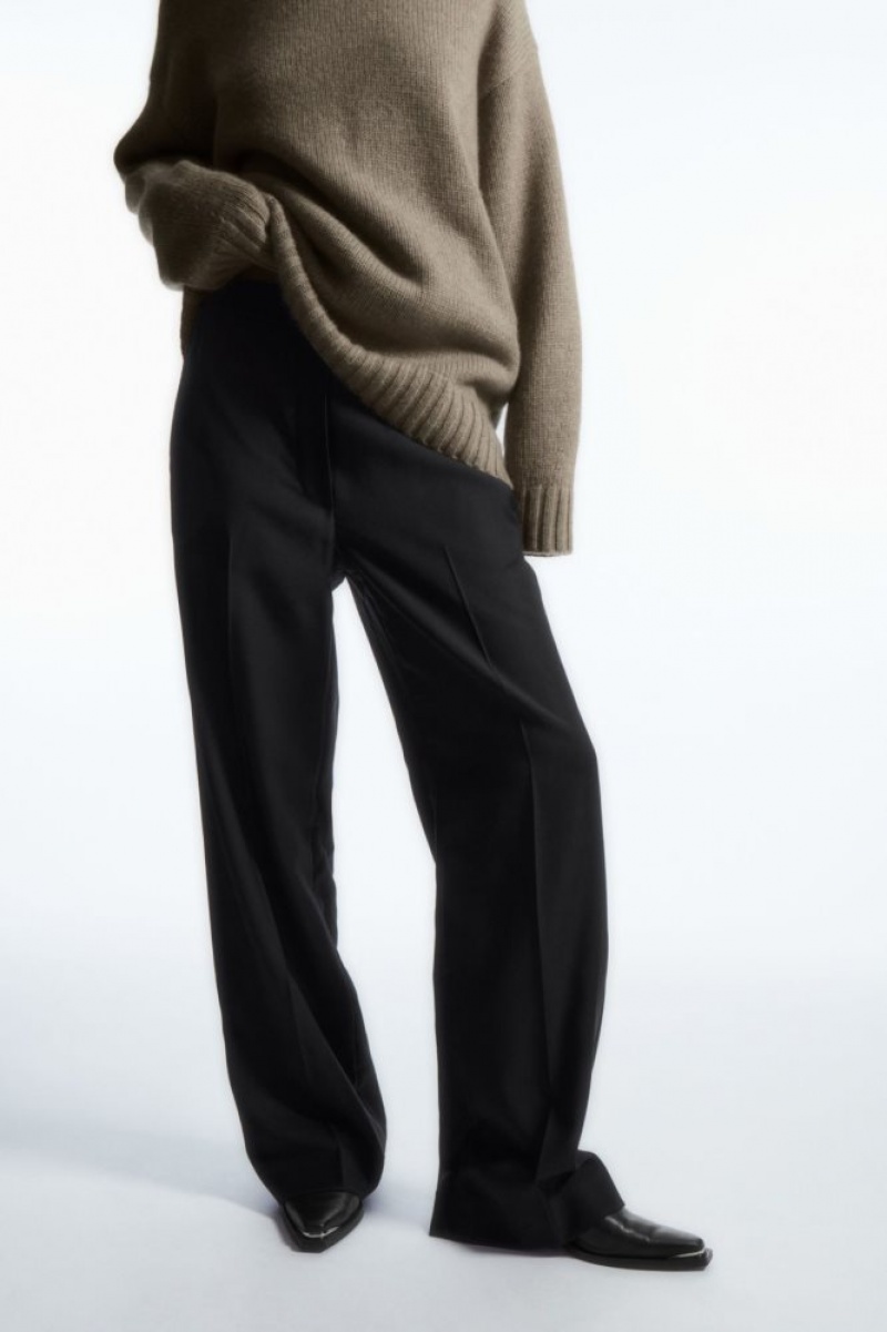 Black Cos Straight-leg Elasticated Wool Pants | XQUTZ1427