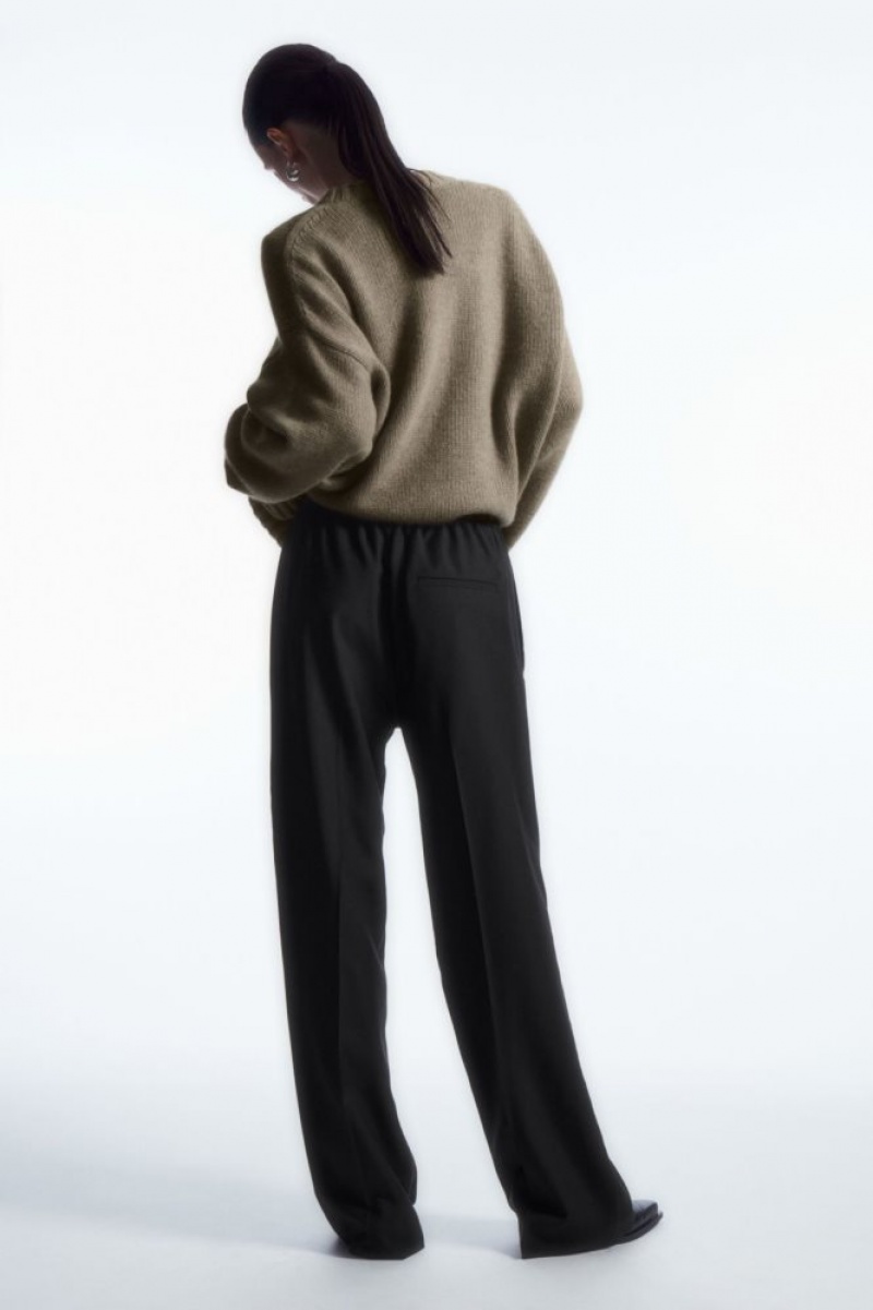 Black Cos Straight-leg Elasticated Wool Pants | XQUTZ1427