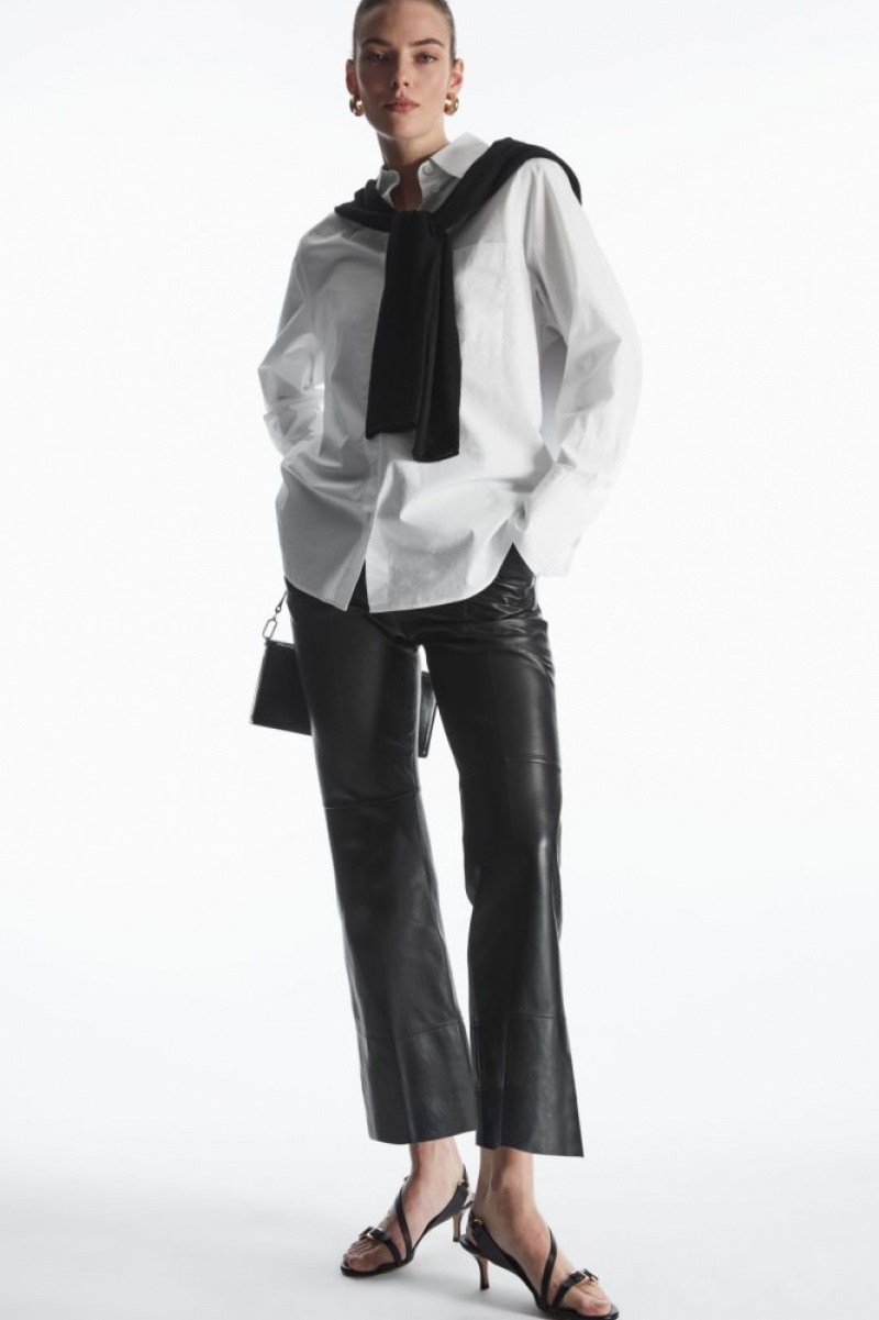 Black Cos Tailored Flared Leather Pants | MBWUL7259