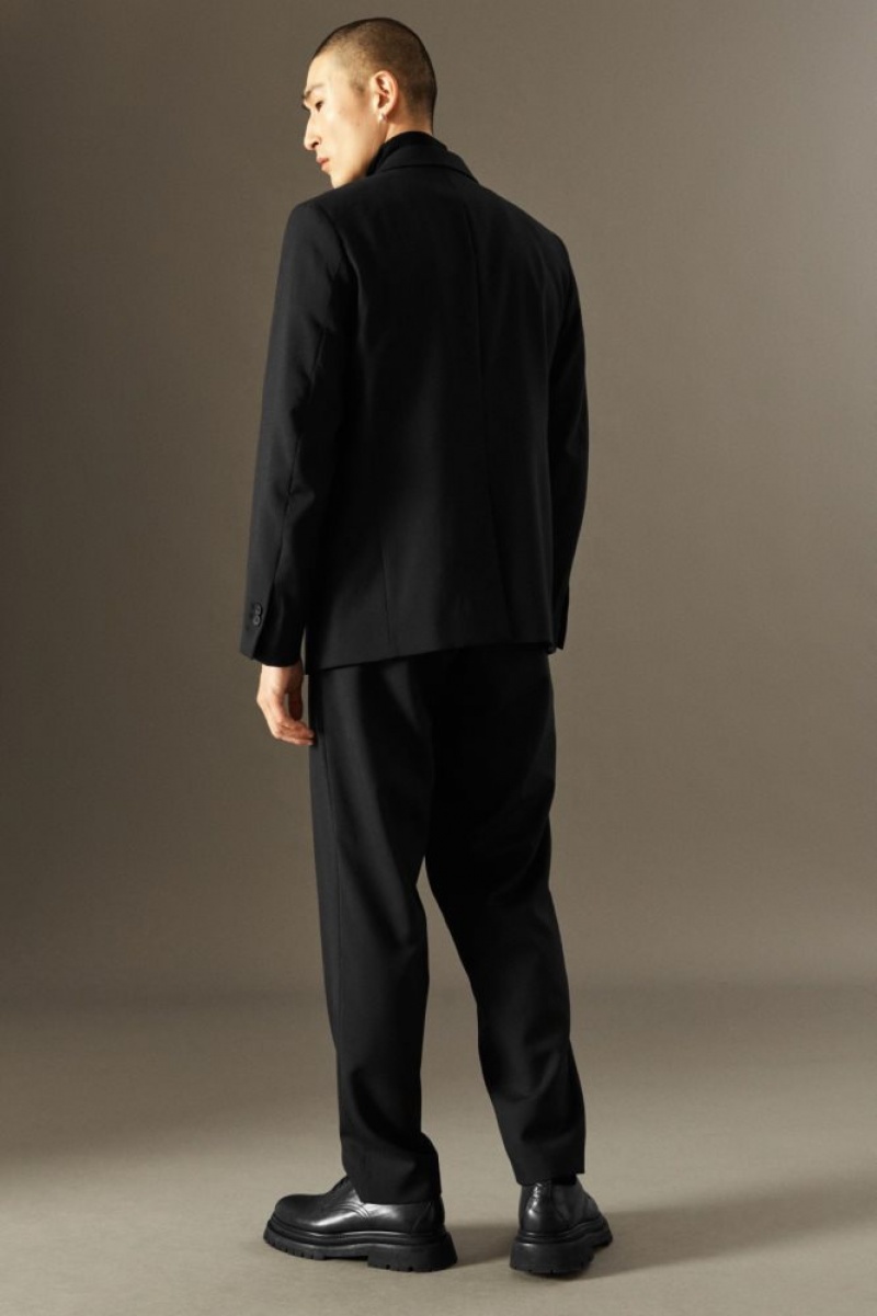 Black Cos Tailored Wool-hopsack Pants - Straight | XHVKE3604