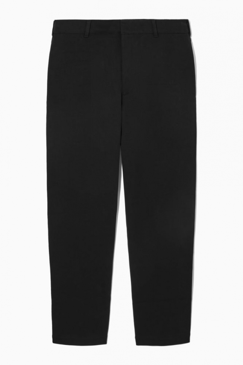 Black Cos Tapered Cotton-jersey Trousers | PUTQR2493