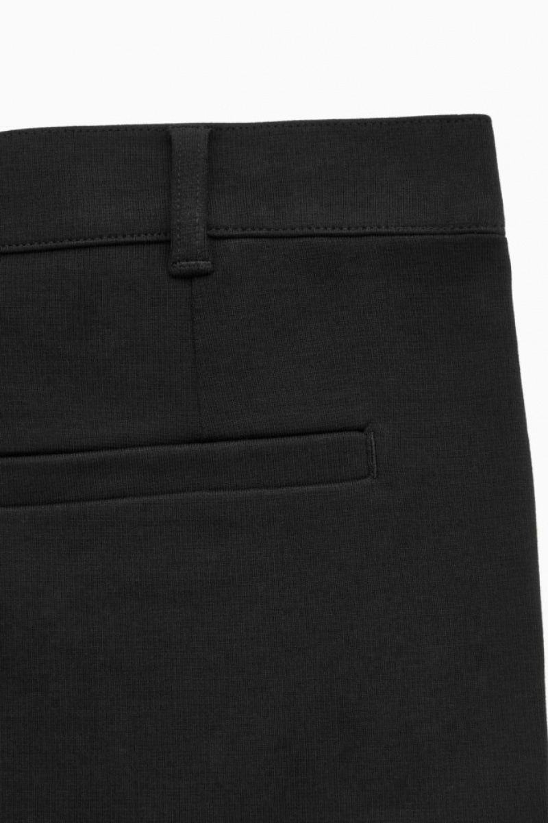 Black Cos Tapered Cotton-jersey Trousers | PUTQR2493