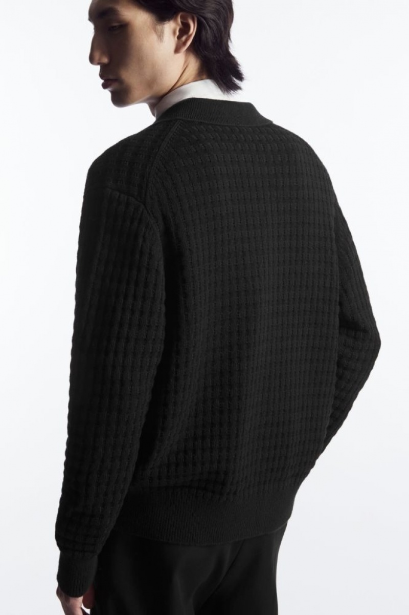 Black Cos Textured Knitted Cardigan | AQWBO6973