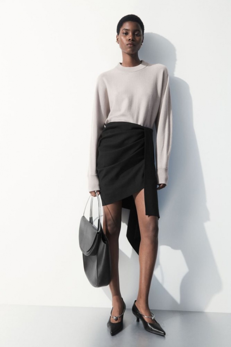 Black Cos The Asymmetric Draped Mini Skirt | NKDYM2975