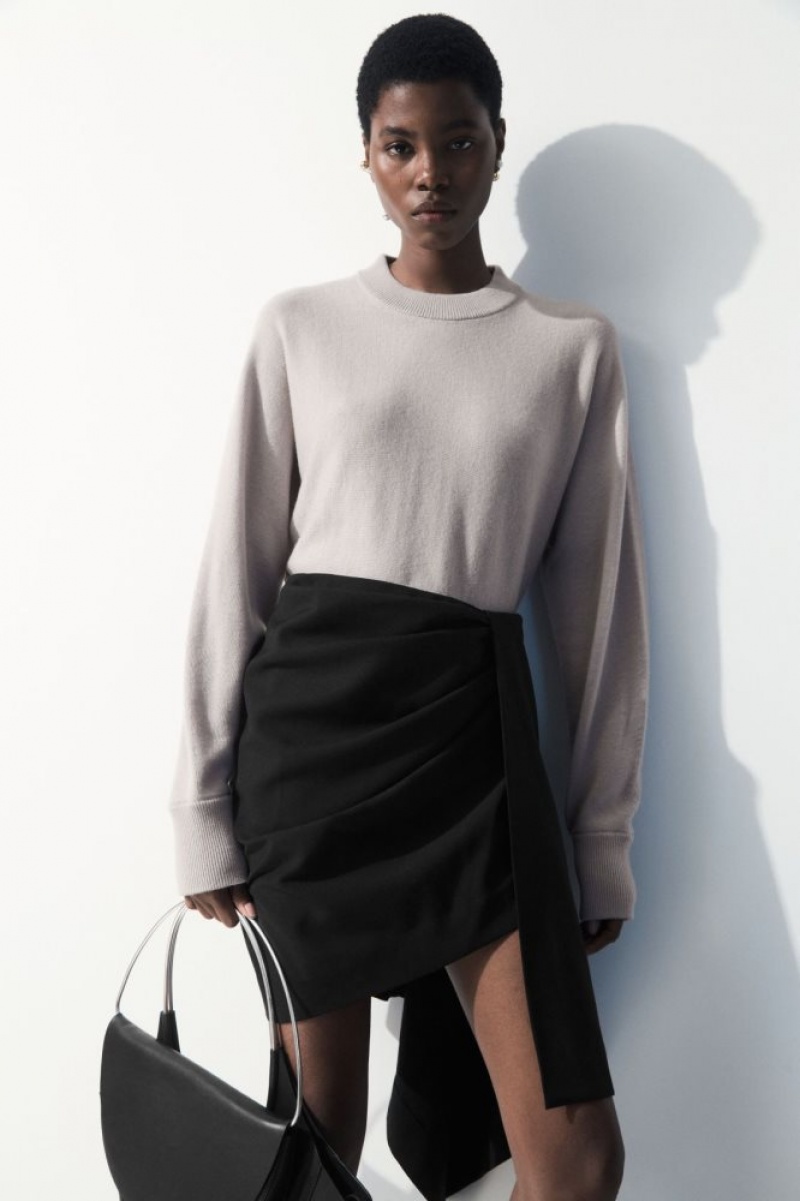 Black Cos The Asymmetric Draped Mini Skirt | NKDYM2975