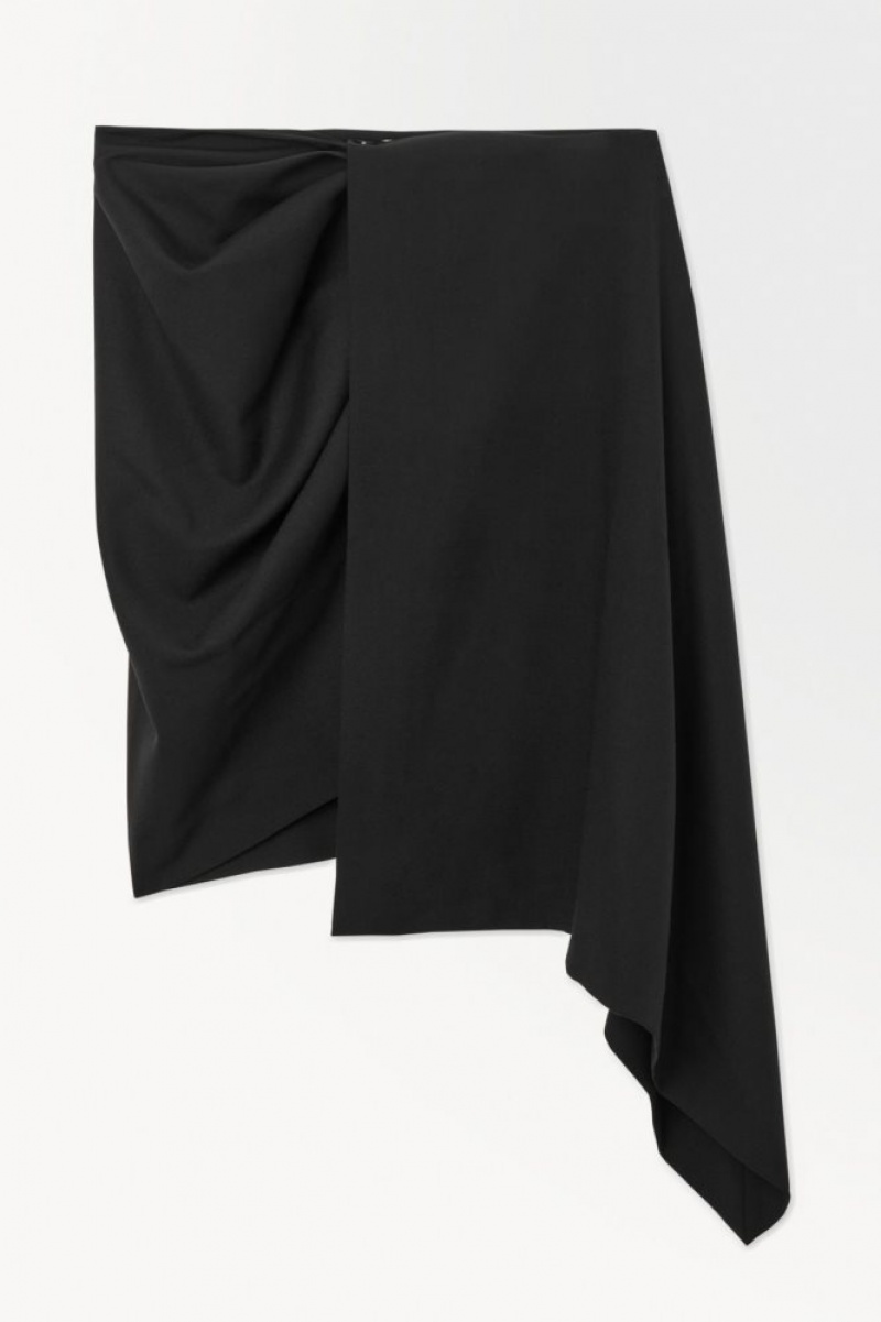 Black Cos The Asymmetric Draped Mini Skirt | NKDYM2975