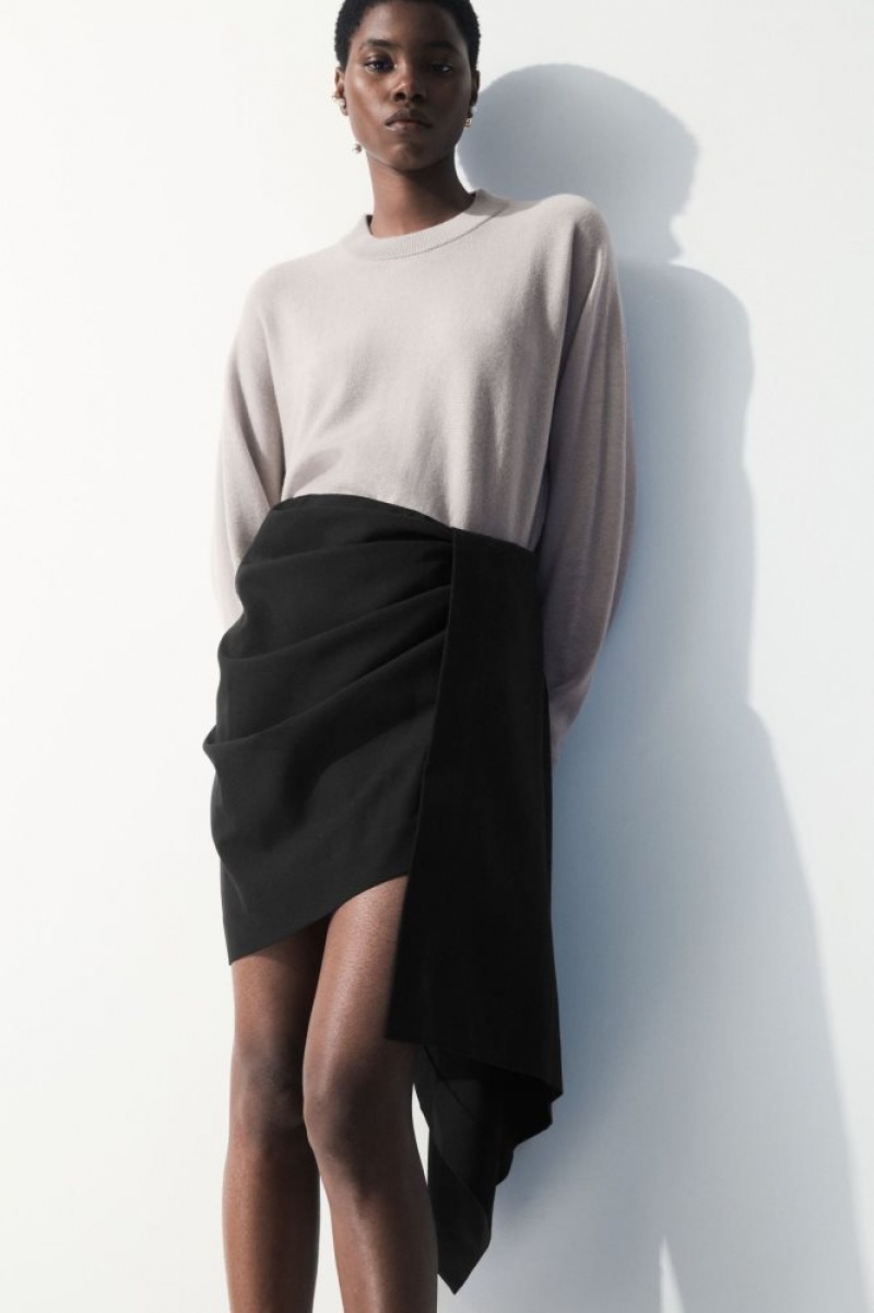 Black Cos The Asymmetric Draped Mini Skirt | NKDYM2975