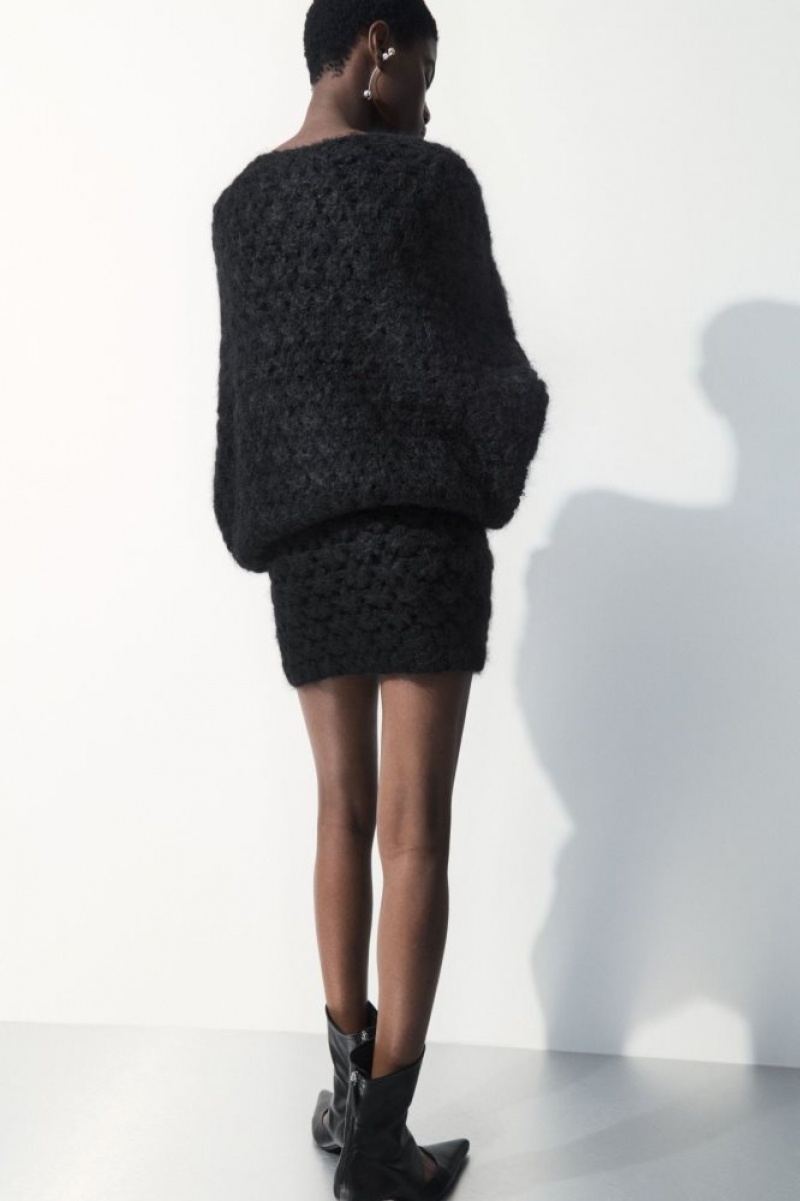 Black Cos The Crochet-knit Mini Skirt | YQHZO6152