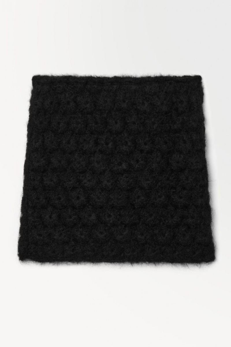 Black Cos The Crochet-knit Mini Skirt | YQHZO6152