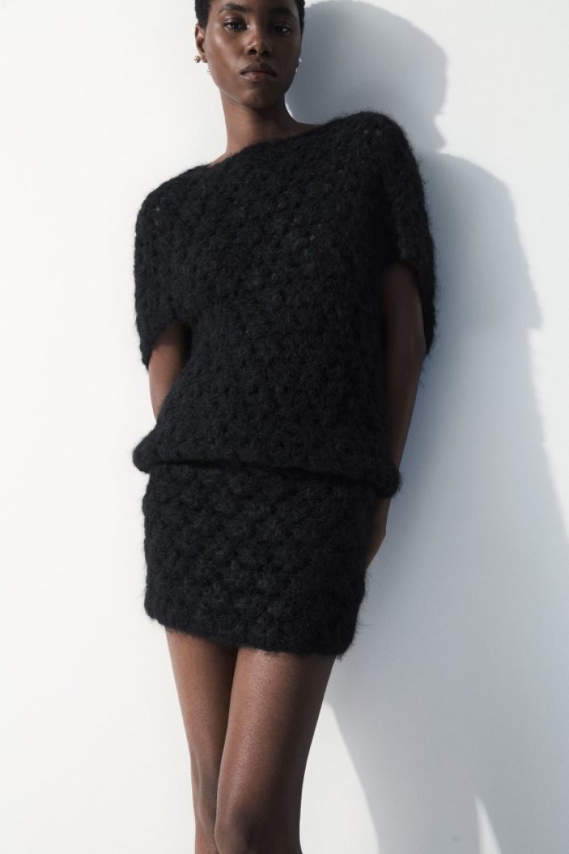 Black Cos The Crochet-knit Mini Skirt | YQHZO6152