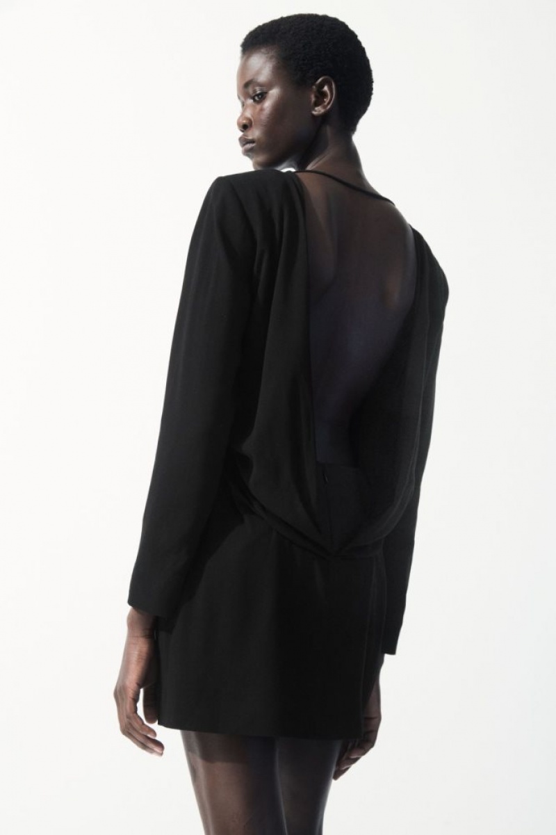 Black Cos The Draped Open-back Mini Dress | UTJYA6430