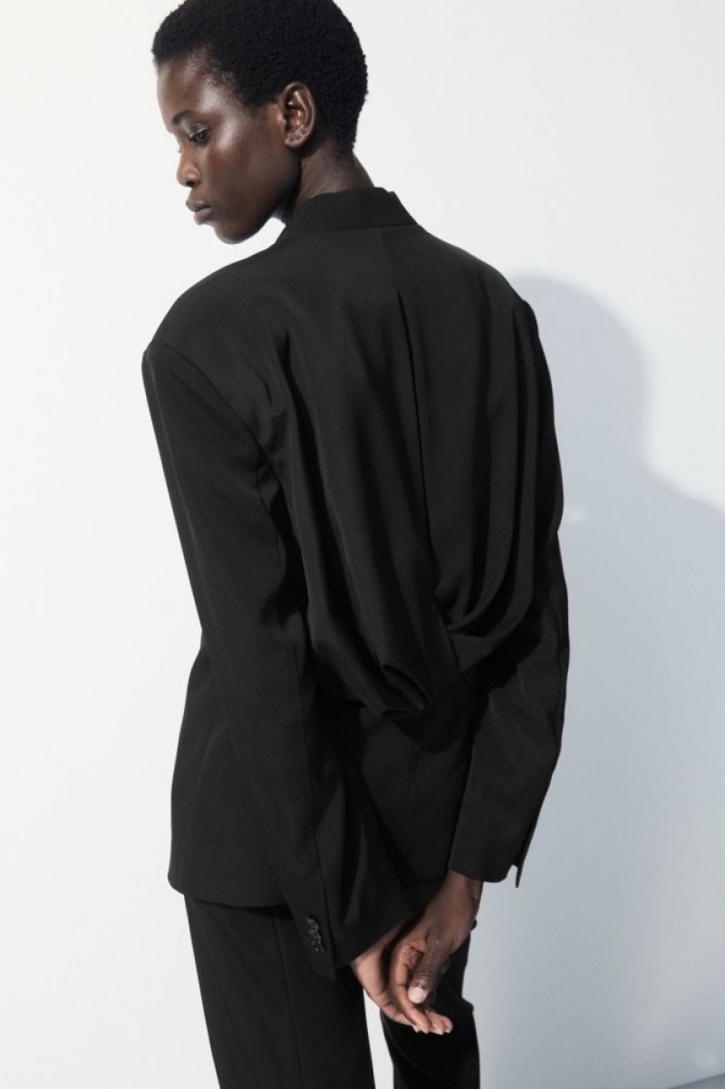 Black Cos The Draped-waist Blazer | OCMVL5013