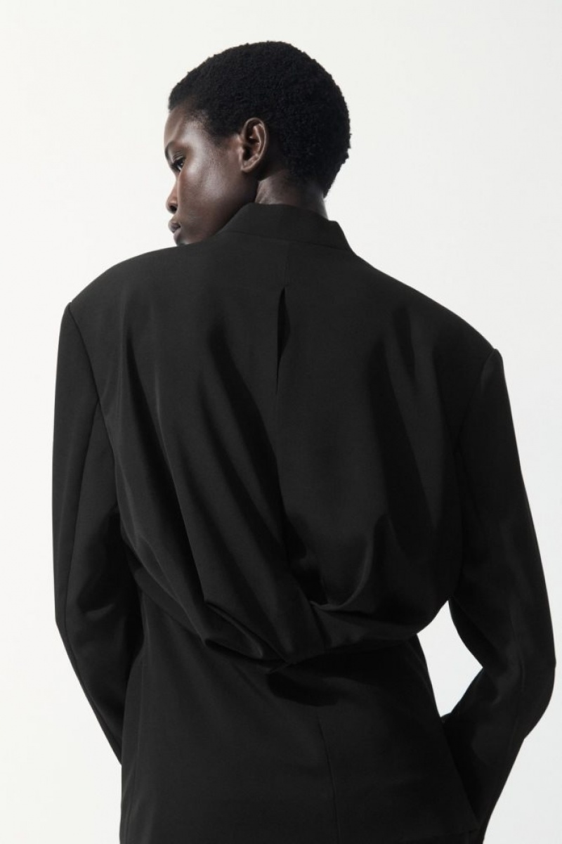 Black Cos The Draped-waist Blazer | OCMVL5013