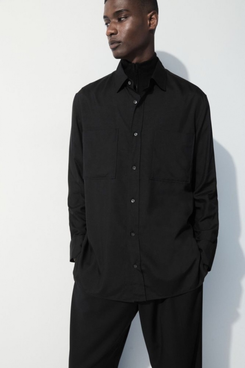 Black Cos The Fluid Silk Shirt | VQPDL0854