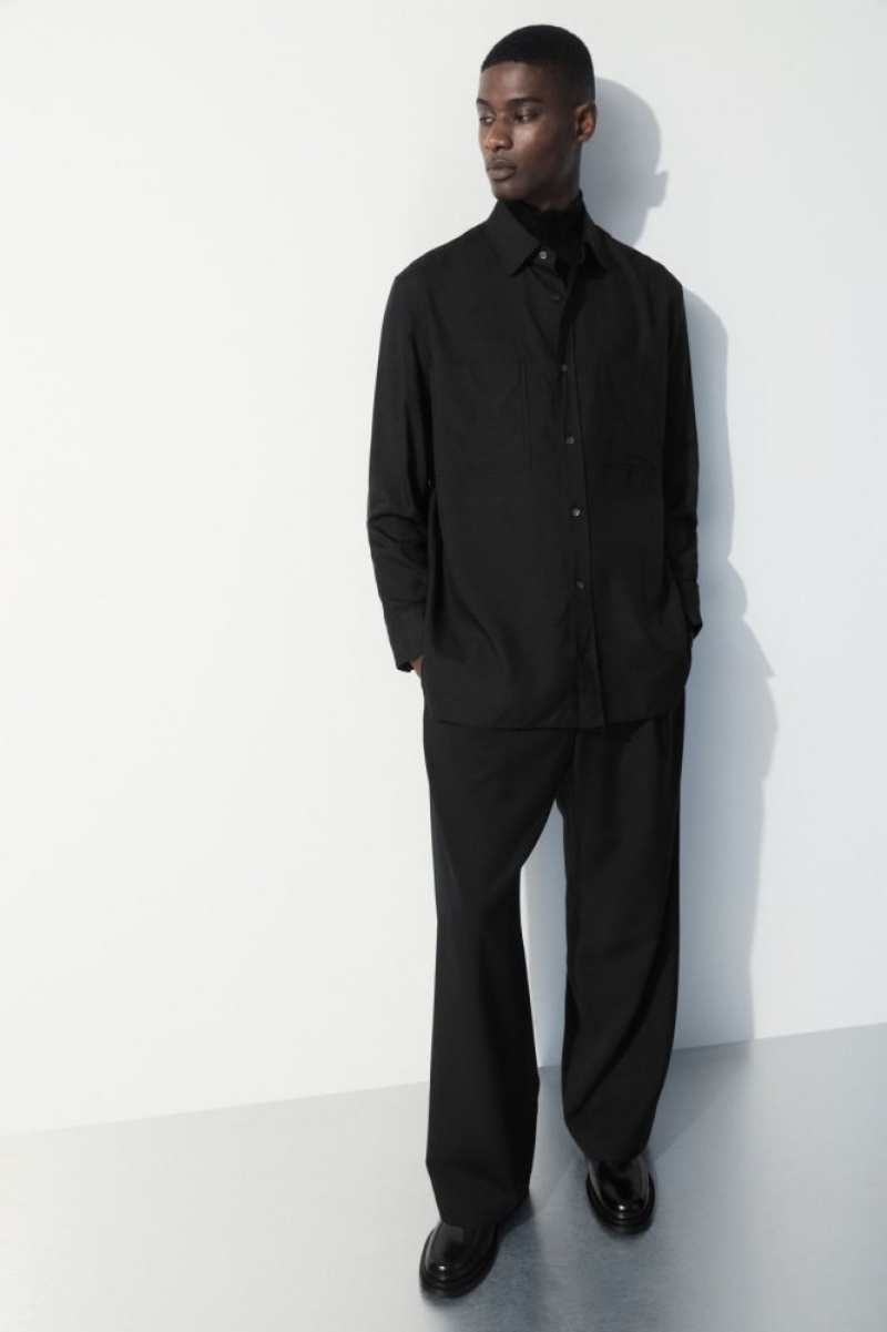 Black Cos The Fluid Silk Shirt | VQPDL0854