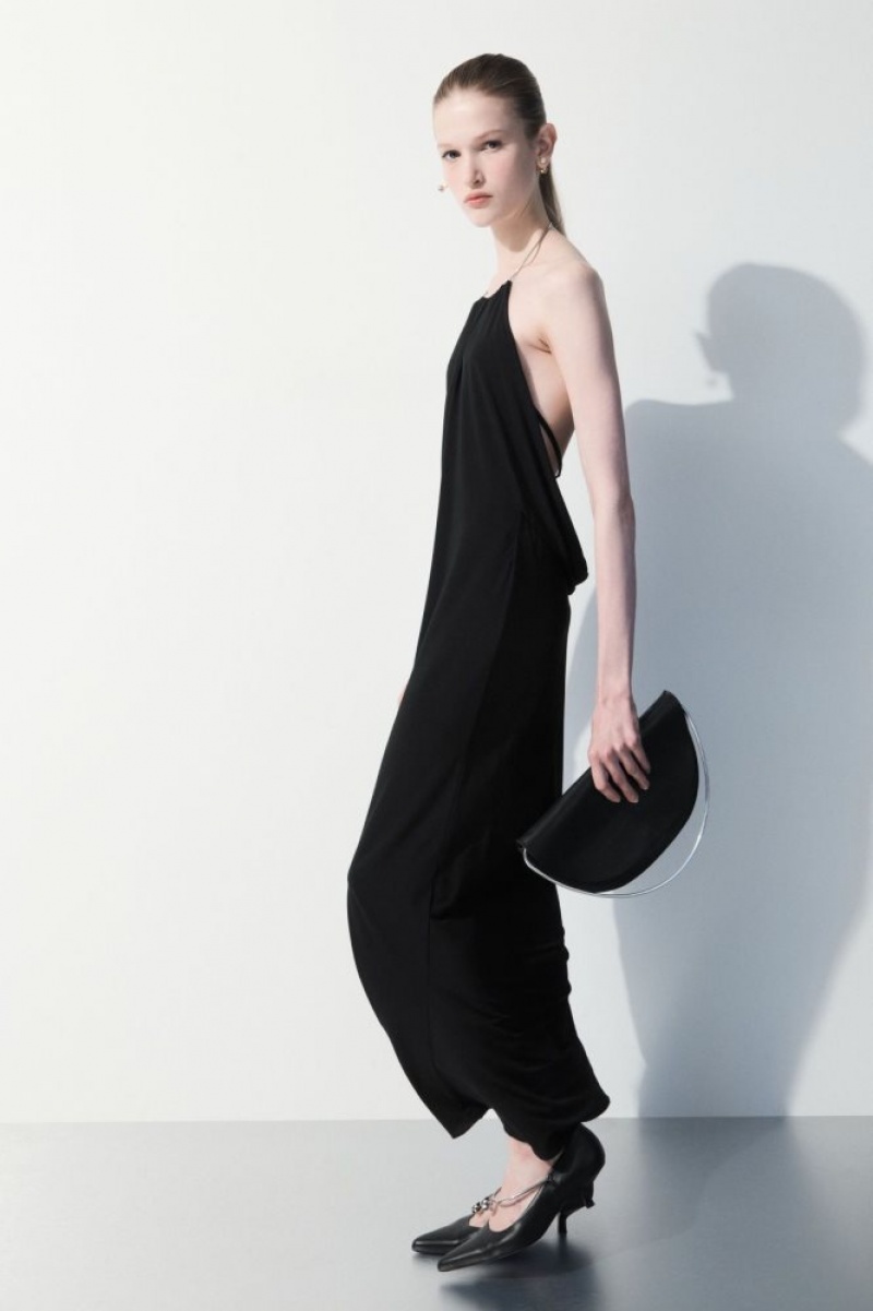 Black Cos The Open-back Necklace Dress | LFCID6728