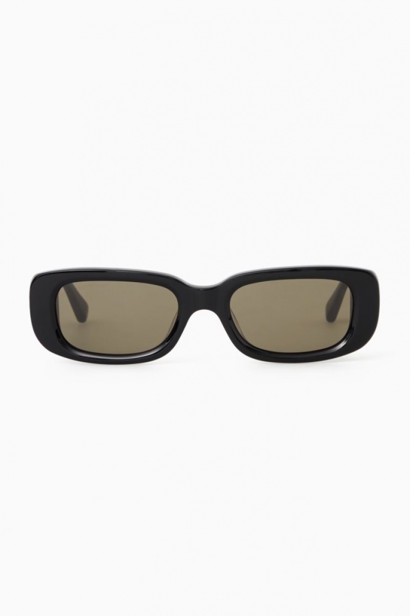 Black Cos The Rectangle Acetate Sunglasses | FUHOC1643