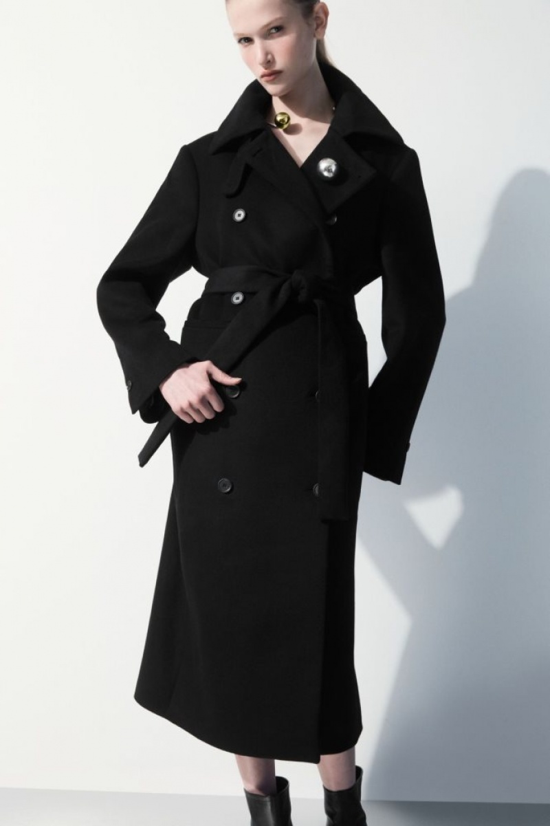 Black Cos The Recycled-cashmere Trench Coat | VTBZI4216