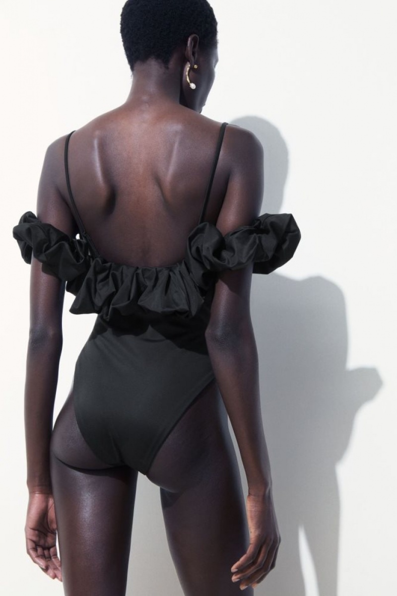 Black Cos The Ruffled Swimsuit | OUXWL5830