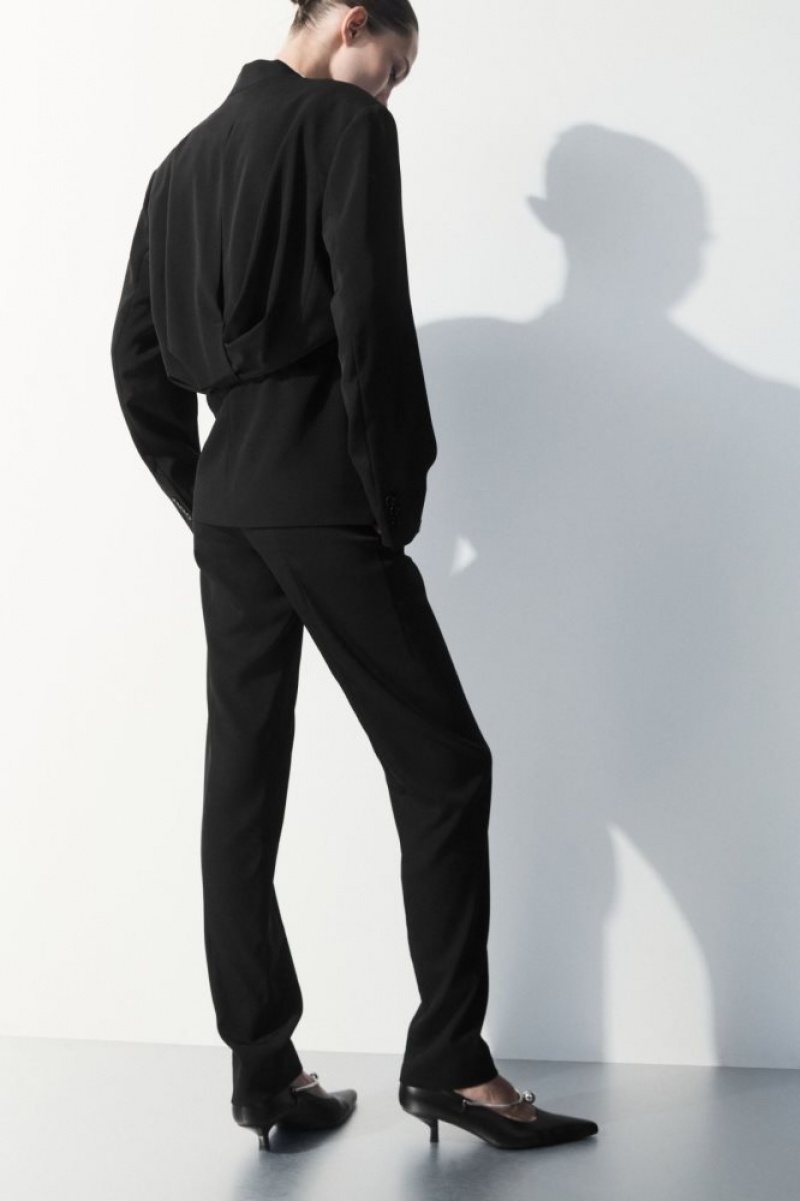 Black Cos The Silk-blend Pants | EBSNH1293