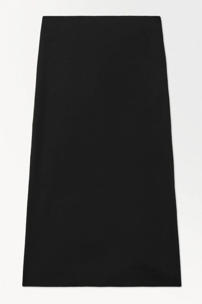 Black Cos The Tailored Silk-blend Midi Skirt | WAKQI7360