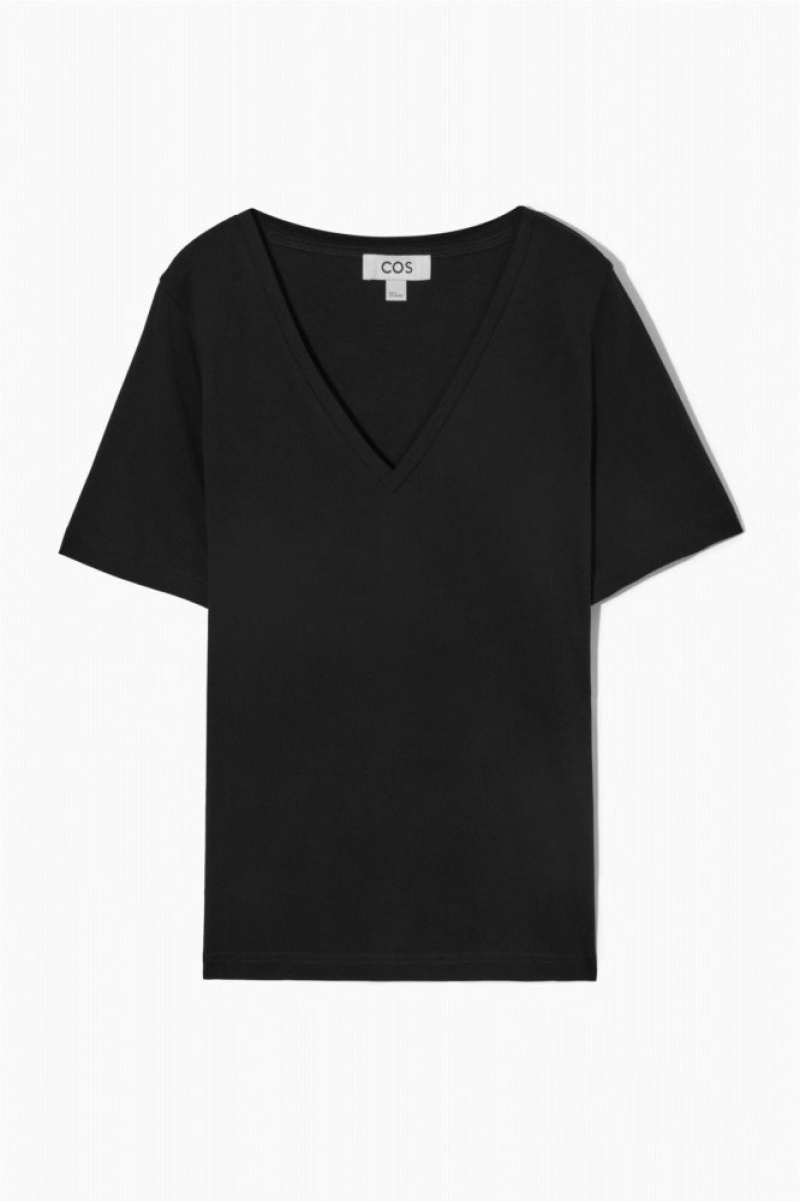 Black Cos V-neck T-shirt | GXPLD1408