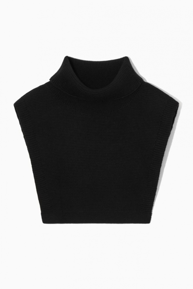 Black Cos Wool Rollneck Collar | KGPHN4736