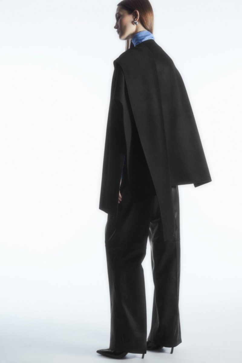 Black Cos Wool-blend Cape | RYWDC7014