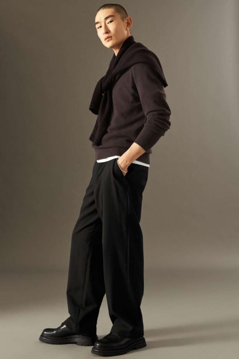 Black Cos Wool-hopsack Pants - Wide | JFRCI9352